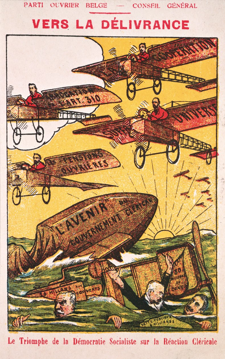 Plakát inzerující Parti Ouvrier Belge (Belgická strana pracujících) před rokem 1914 od Belgian School