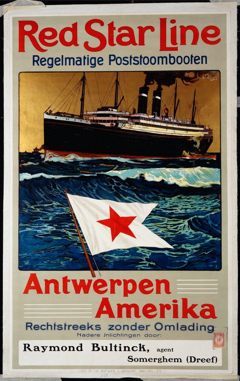Red Star Line, Antverpy, Amerika, kolem roku 1899 od Belgian School