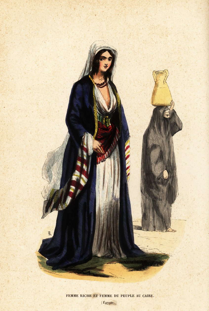 Bohatá žena a žena z lidu, Káhira, Egypt od Belgian School