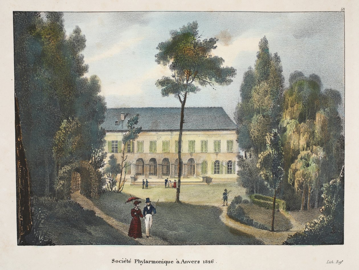 Fylharmonická společnost v Antverpách 1826, kolem roku 1895 (fotochrom) od Belgian School