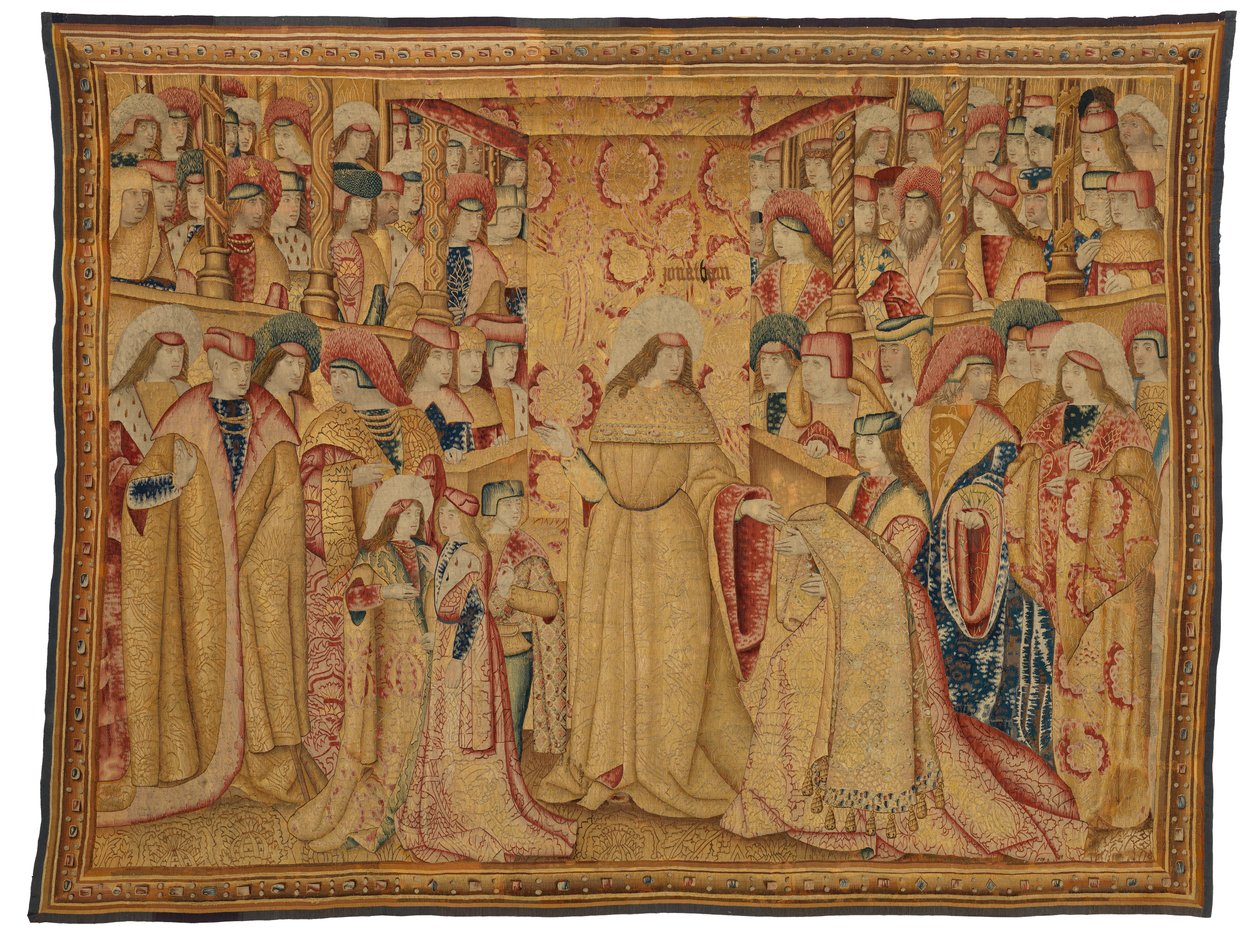 Tapiserie, Jonathan Maccabeus Receiving a Purple Robe, vyrobený v Bruselu, Belgie, cca 1490-1500 (vlna a hedvábí) od Belgian School