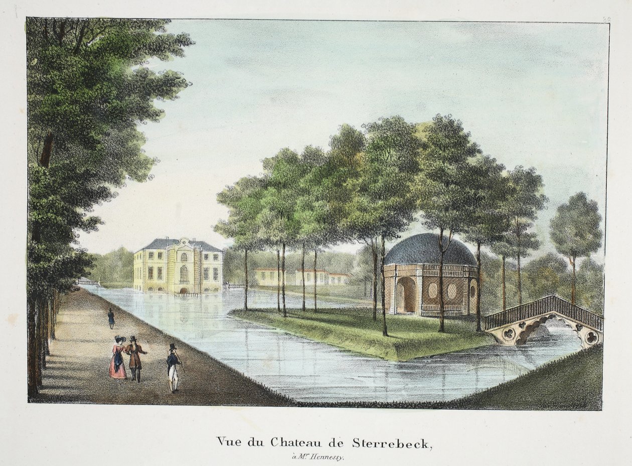 Pohled na Chateau de Sterrebeck, kolem roku 1895 (fotochrom) od Belgian School