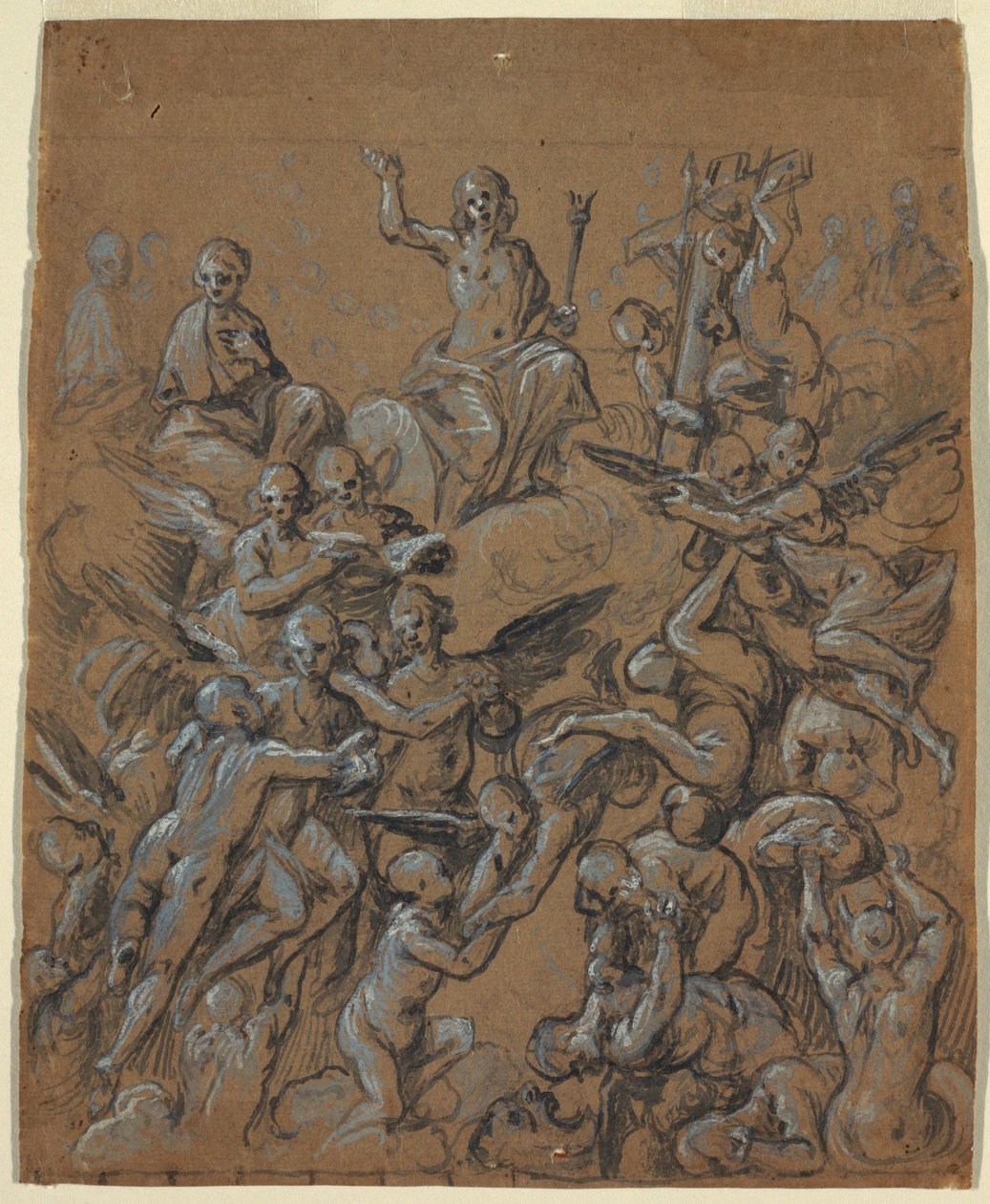 Kresba, Kristus ve slávě s anděly, asi 1630 od Belisario Corenzio