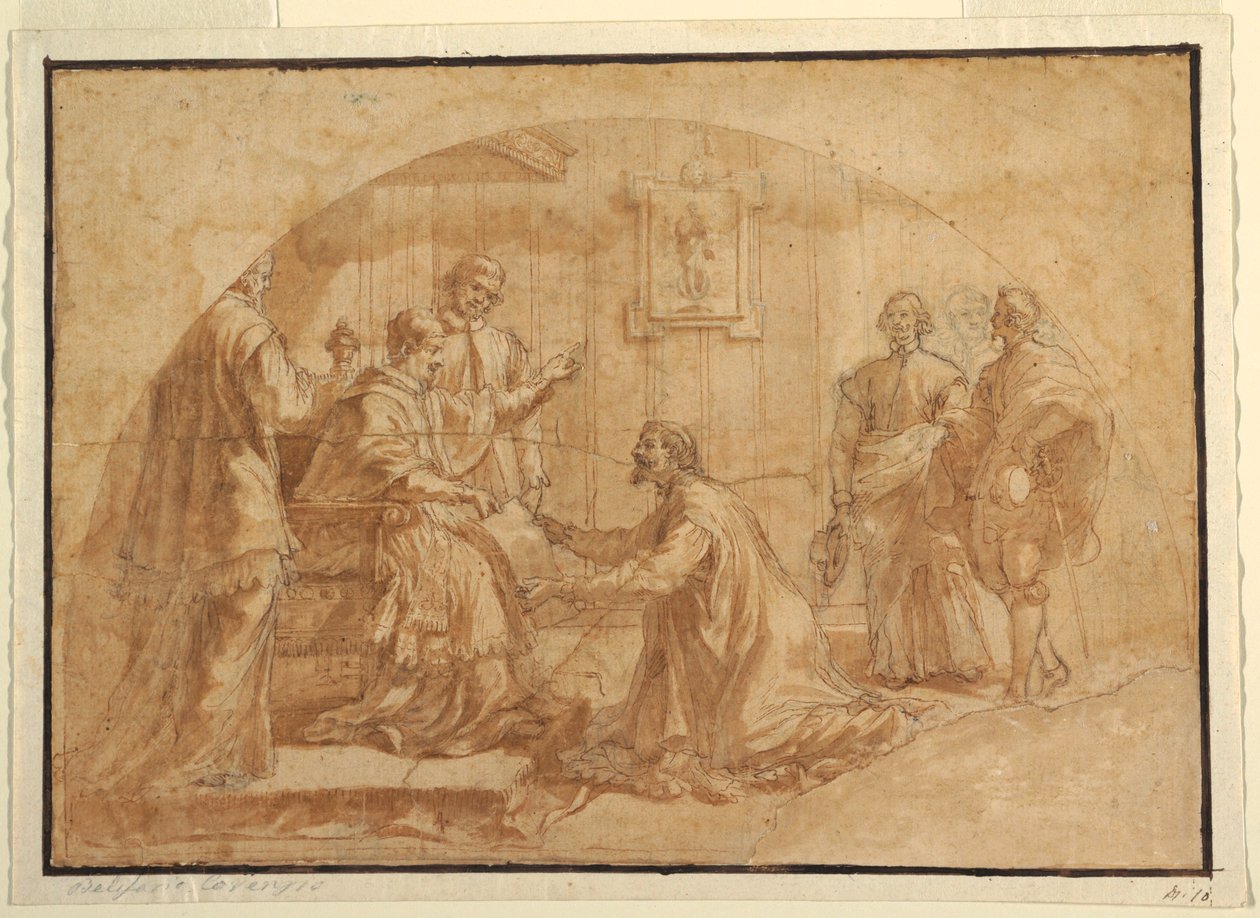 Kresba, Papež přijímá návštěvu, 1590-1646 od Belisario Corenzio