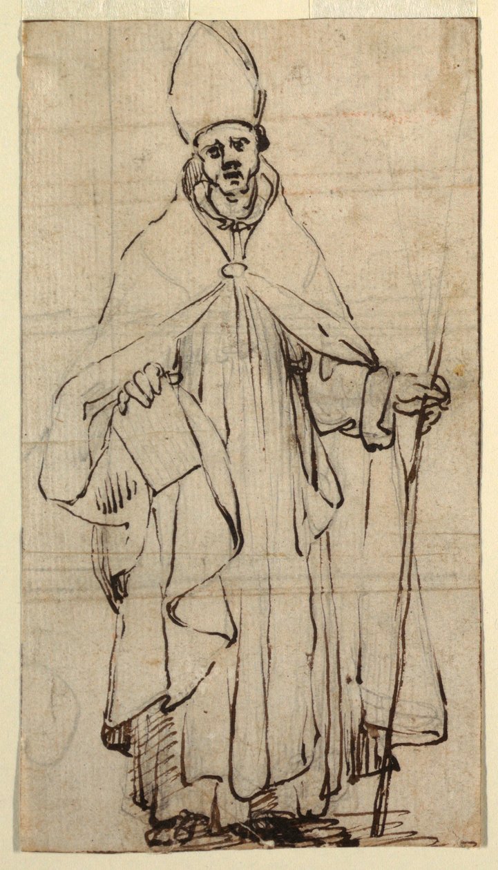 Kresba, Stojící biskup, asi 1620 od Belisario Corenzio