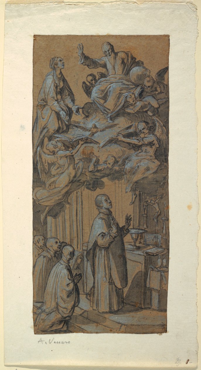 Kresba, Vidění během mše, asi 1630 od Belisario Corenzio