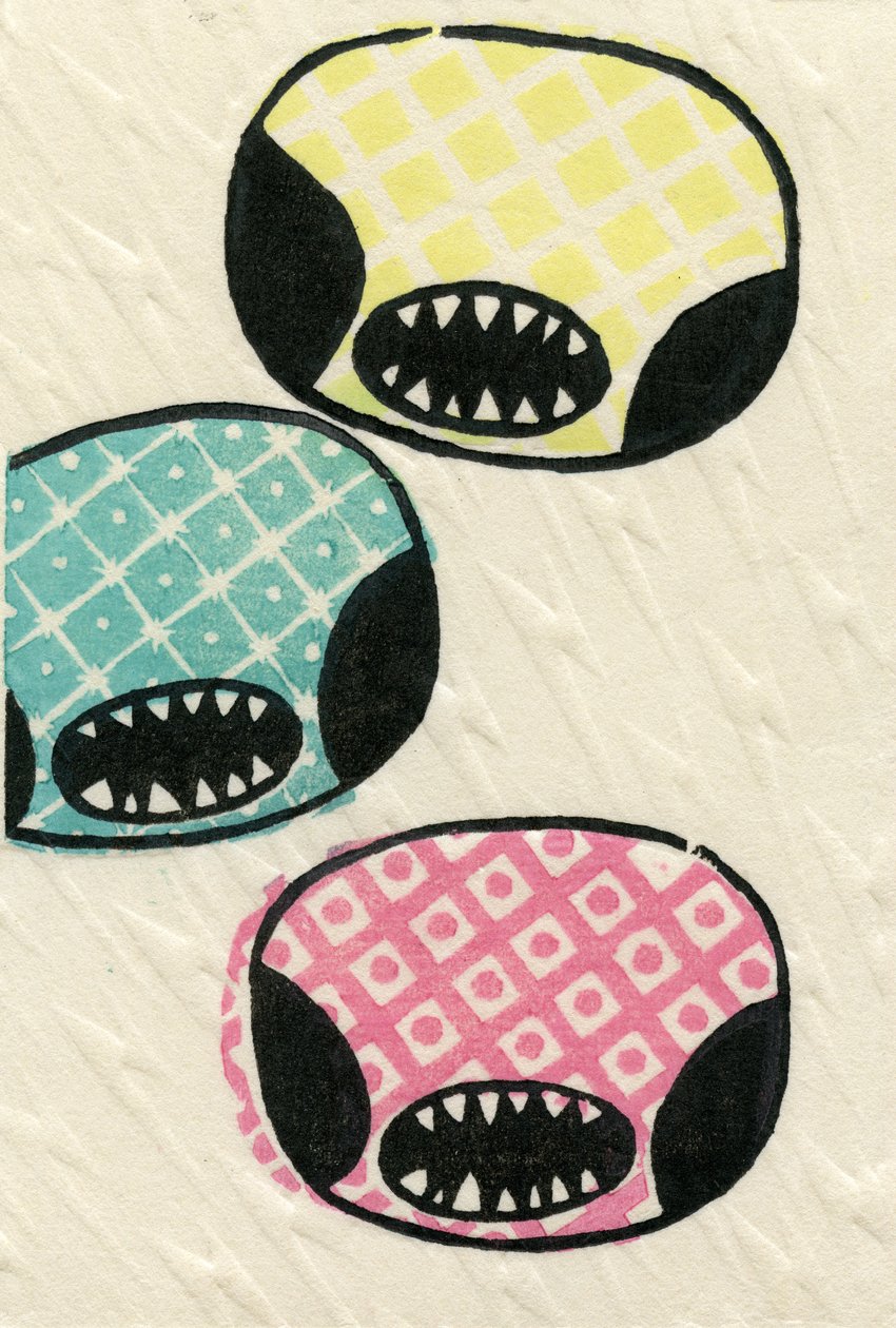 China Monsters, 2012 (dřevoryt na washi) od Bella Larsson