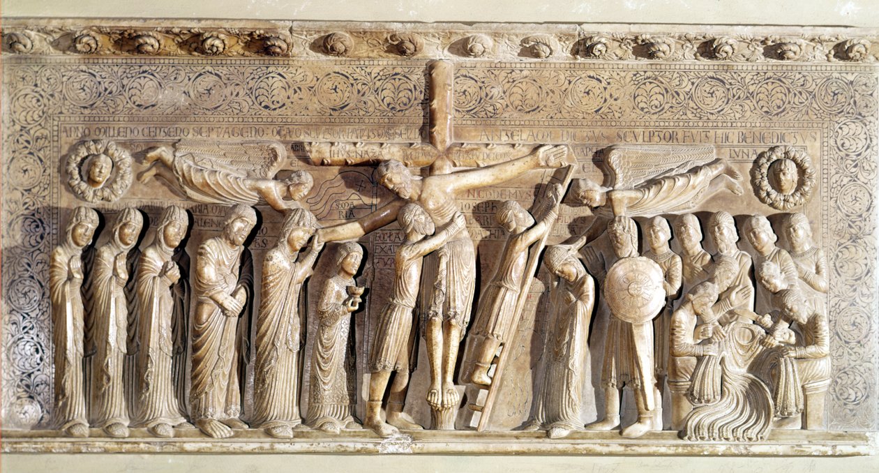 Reliéfní panel zobrazující Deposition, 1178 (mramor) od Benedetto Antelami