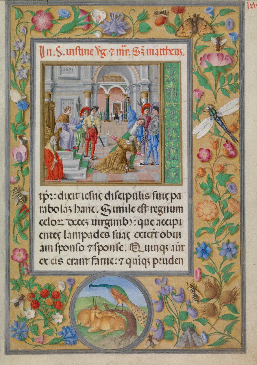 Umučení svaté Giustiny. Z "Evangeliáře svaté Giustiny" (CBL W.107, f.65r). od Benedetto Bordone