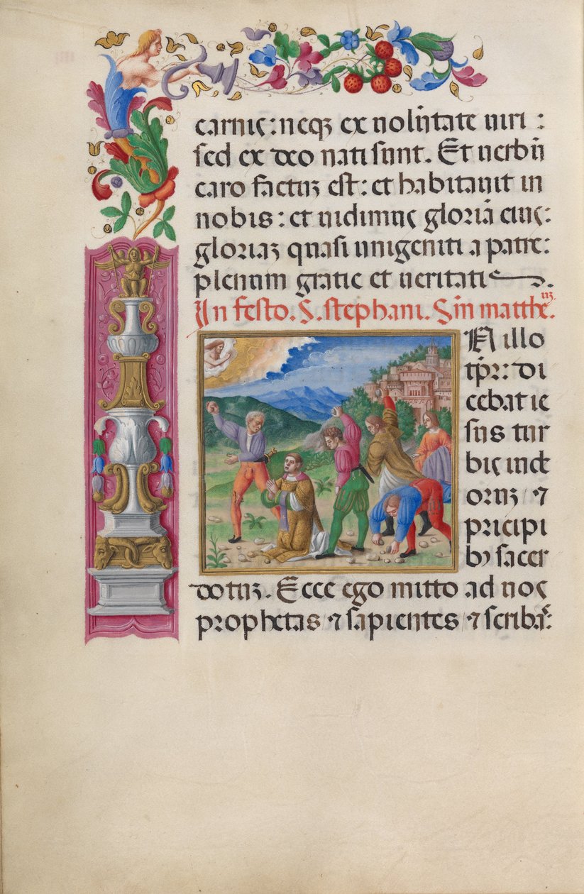 Umučení svatého Štěpána. Z "Evangeliáře svaté Giustiny" (CBL W.107, f.4v). od Benedetto Bordone