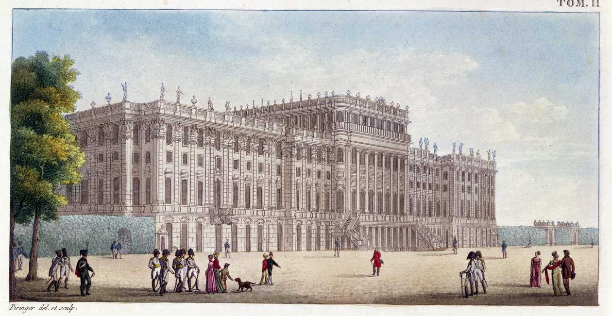 Pohled na zámek Schonbrunn ze zahrad, počátek 19. století od Benedict or Benedikt Piringer