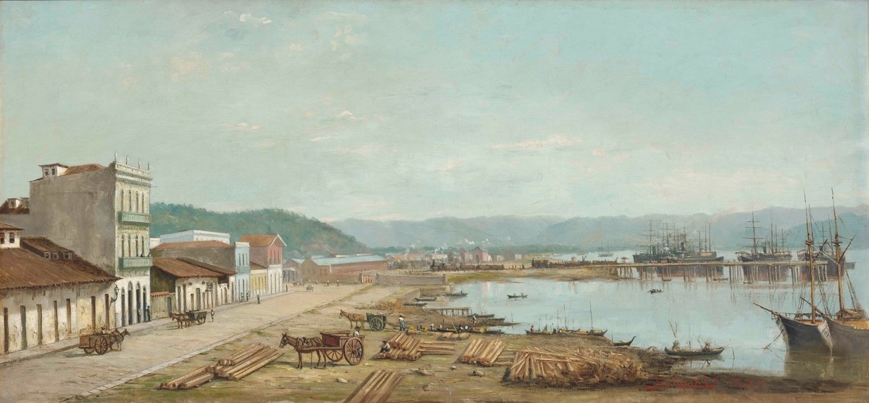 Benedito Calixto - Přístav konzulátu v Santosu, SP, 1887 od Benedito Calixto