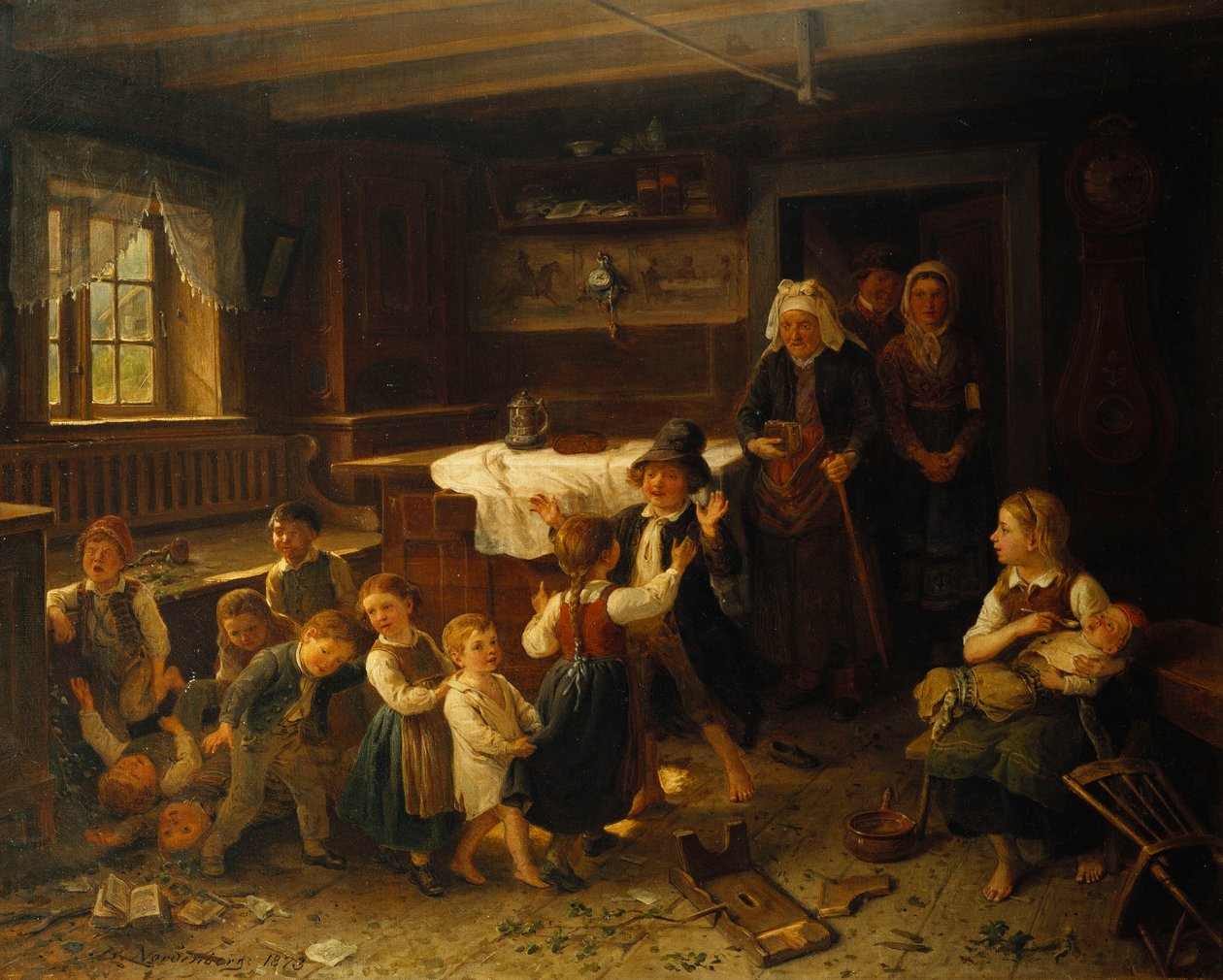 Děti si hrají v interiéru, 1873 od Bengt Nordenberg
