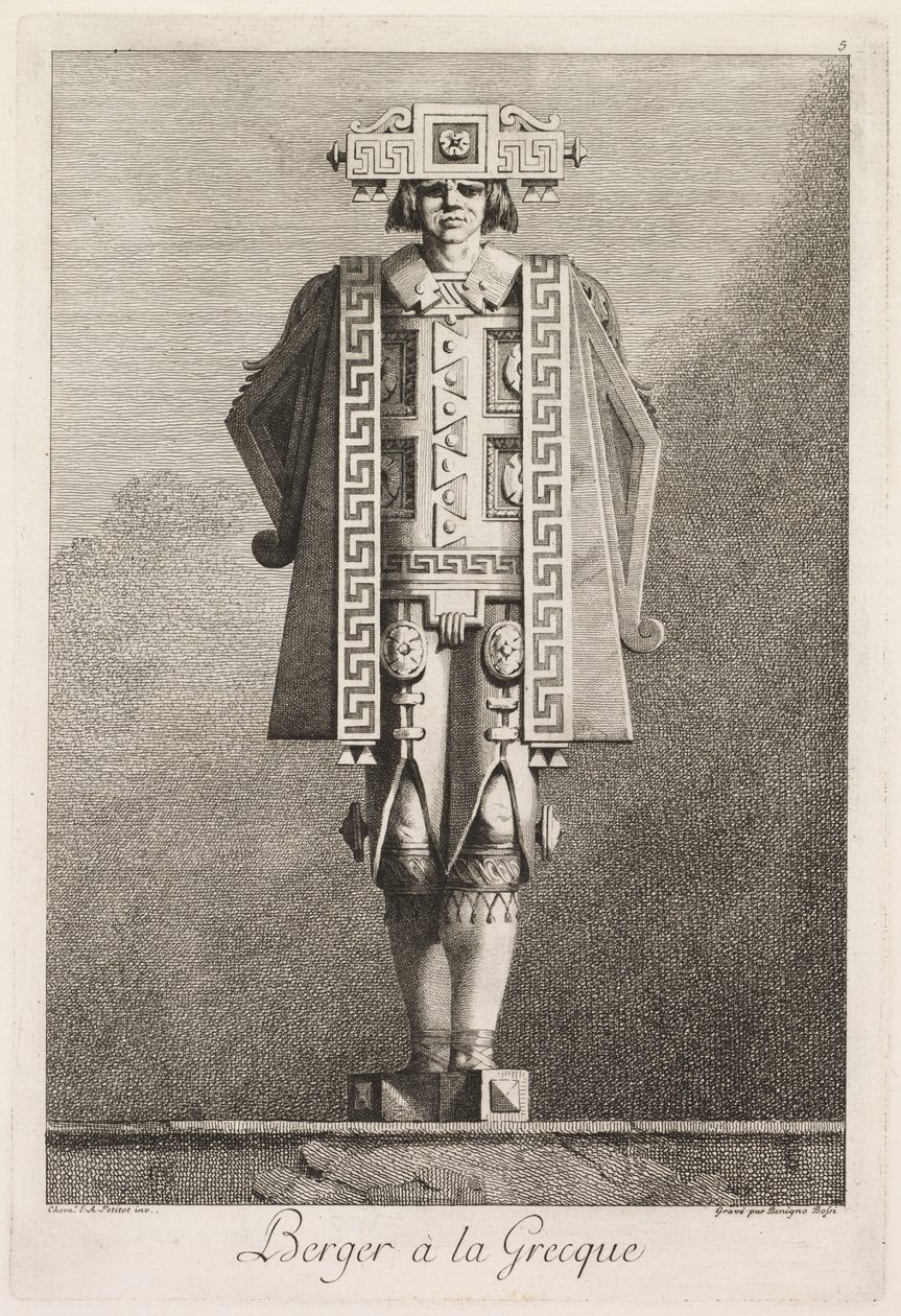 Řecká maškaráda: Pastýř a la Grecque Plate 5, 1771. od Benigno Bossi
