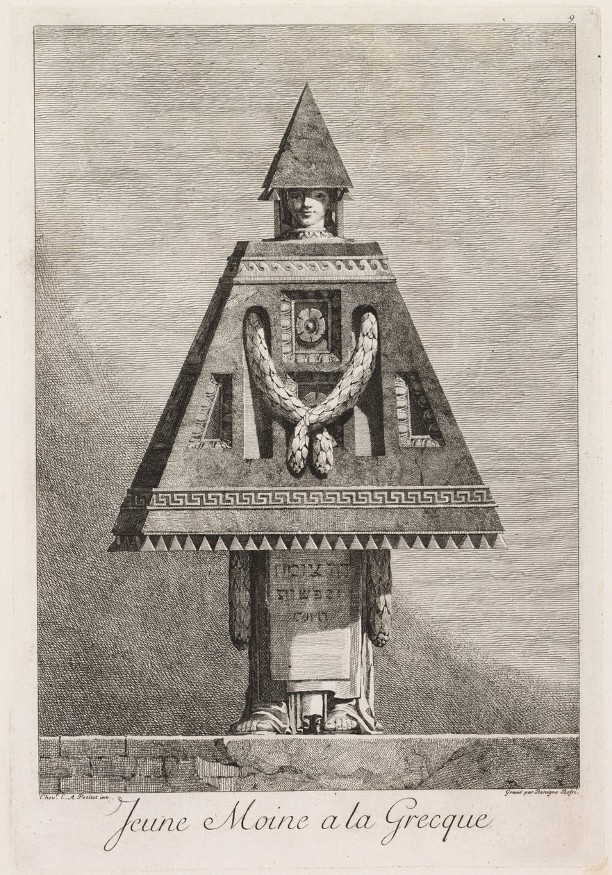 Maškaráda à la Grecque: Mladý mnich à la Grecque Plate 9, 1771. od Benigno Bossi
