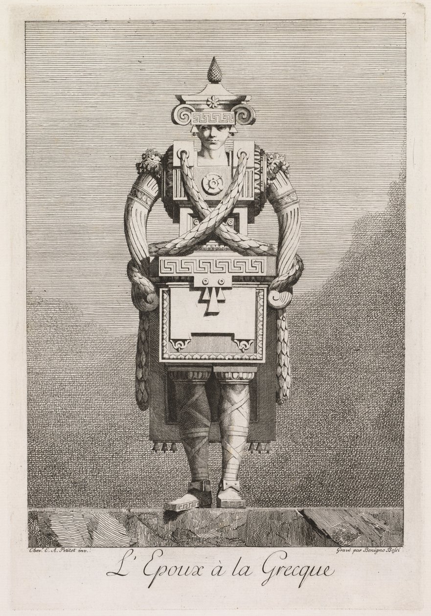 Maškaráda à la Grecque: Ženich à la Grecque Plate 7, 1771. od Benigno Bossi