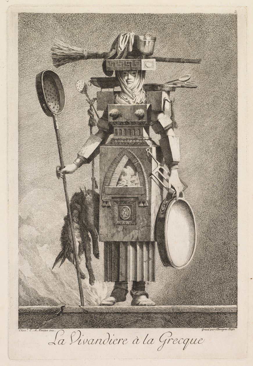 Maškaráda à la Grecque: La Vivandière à la Grecque Plate 2, 1771. od Benigno Bossi