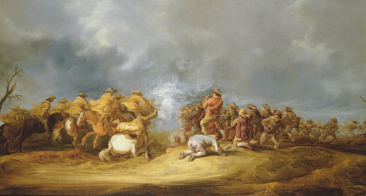 A Cavalry Charge: jízdní jednotky útočící na blok mušket od Benjamin Gerritsz. Cuyp