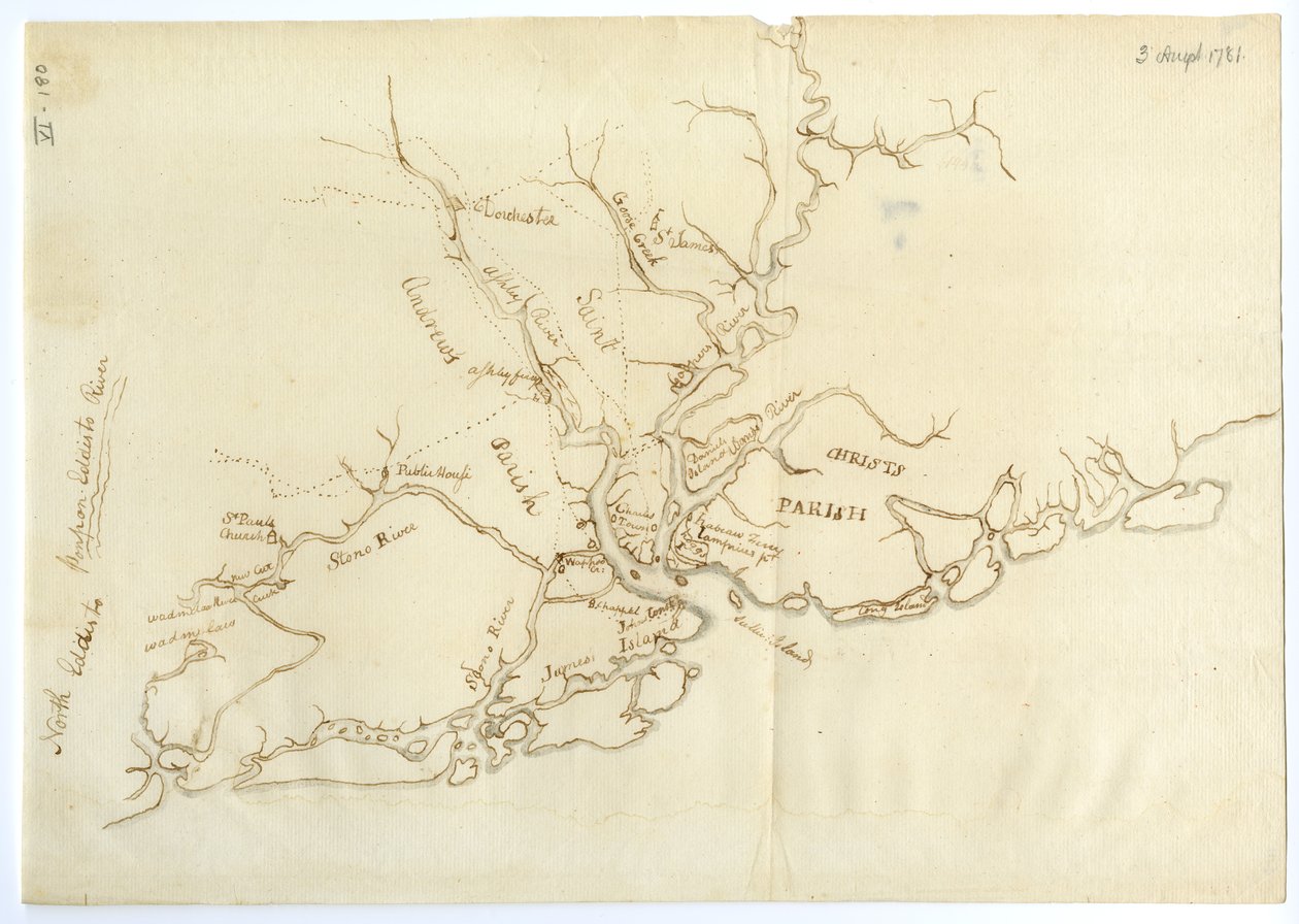 Mapa Charlestonu, Jižní Karolína, 3. srpna 1781 od Benjamin Lincoln