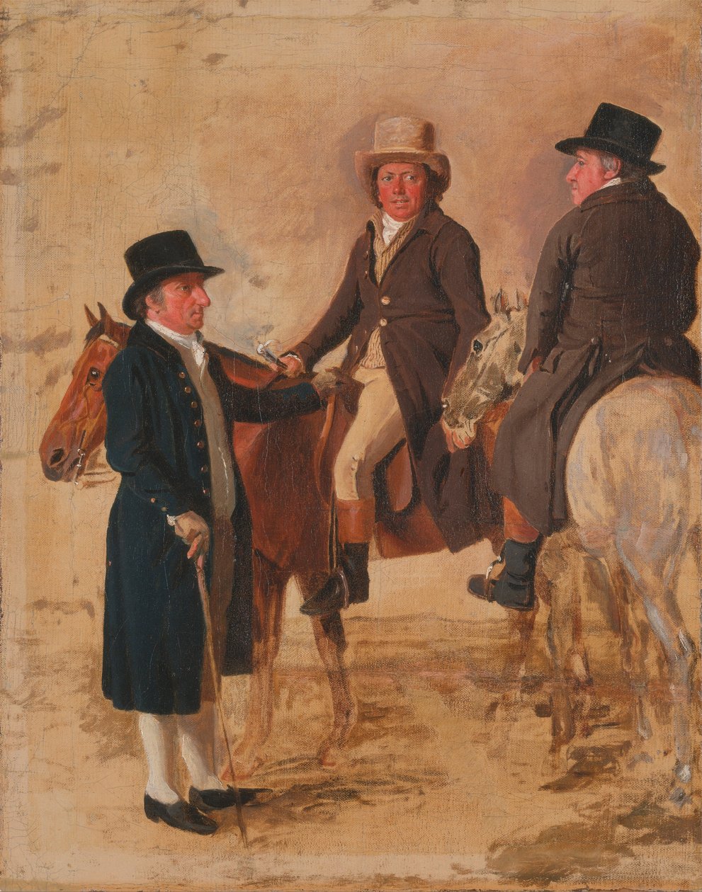 John Hilton, rozhodčí kurzu v Newmarketu; John Fuller, ředitel závodu; a John Stevens, ... od Benjamin Marshall