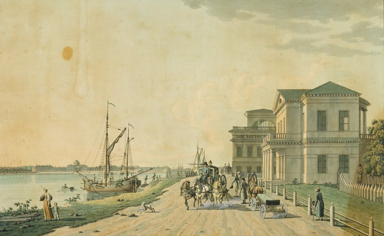 Císařský palác Taurida a okolí, Petrohrad, 1799 (rytina s wc) od Benjamin Patersson