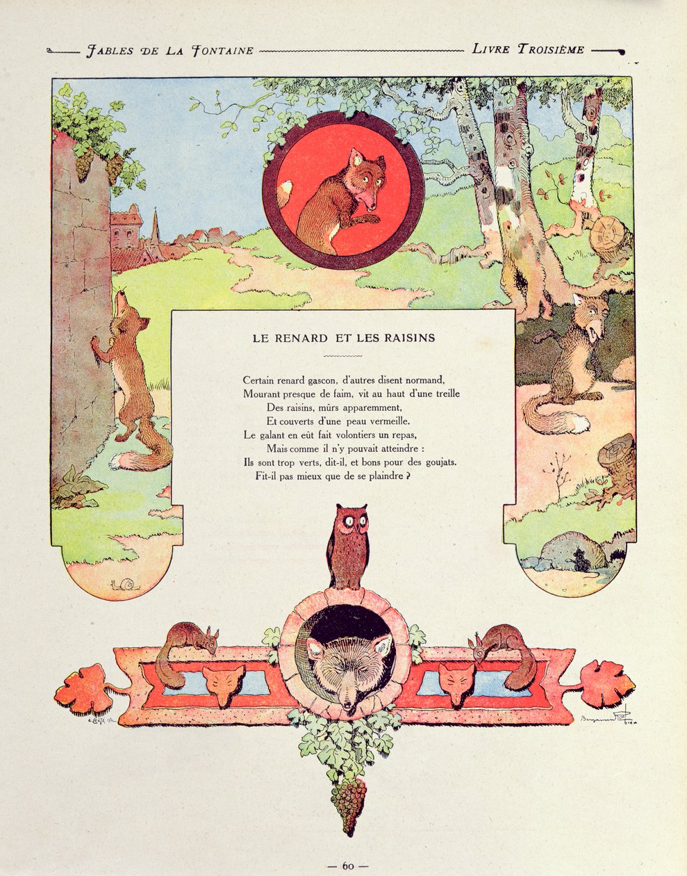 Liška a hrozny, ilustrace z 