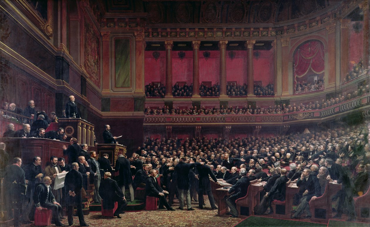 Louis Adolphe Thiers (1797-1877) oceněný poslanci během zasedání, 16. června 1877, kolem roku 1878 od Benjamin Ulmann