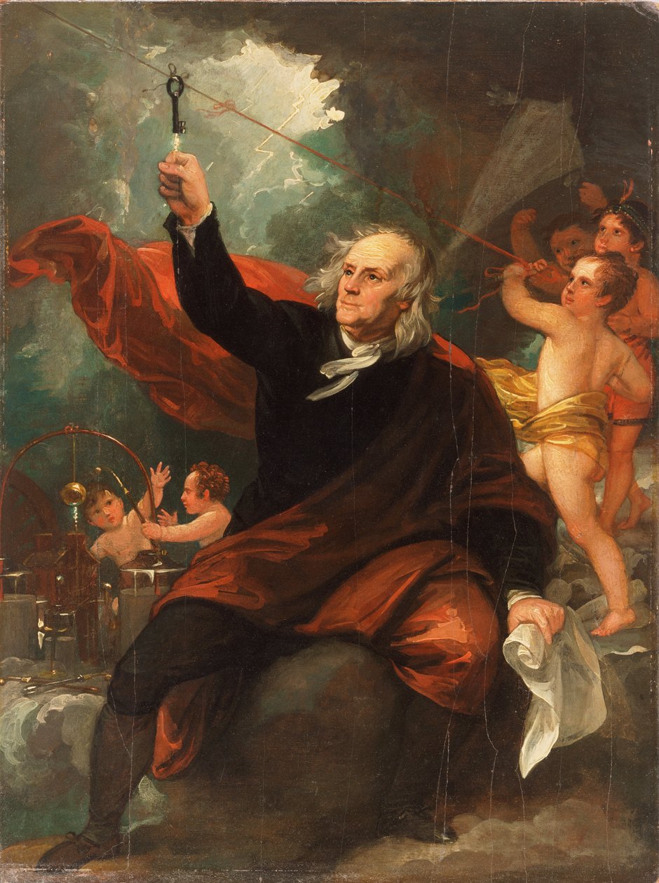 Benjamin Franklin čerpá elektřinu z nebe od Benjamin West