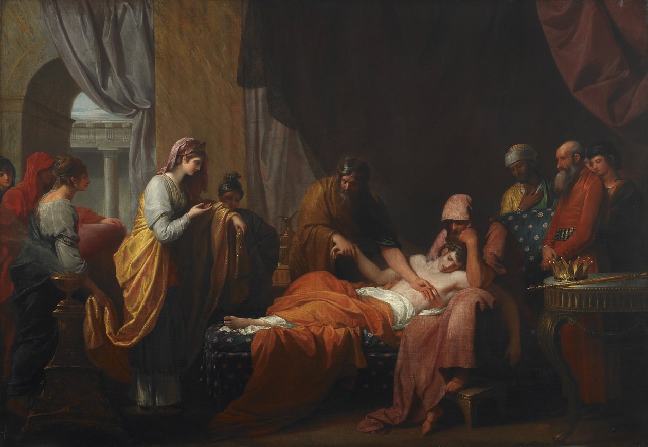 Lékař Erasistratos objevuje lásku Antiocha ke Stratonice od Benjamin West