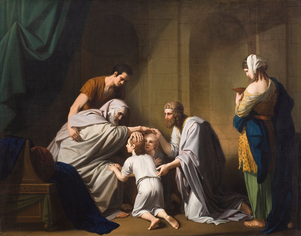 Jakub požehnání Efraimovi a Manasse, 1766-68 od Benjamin West