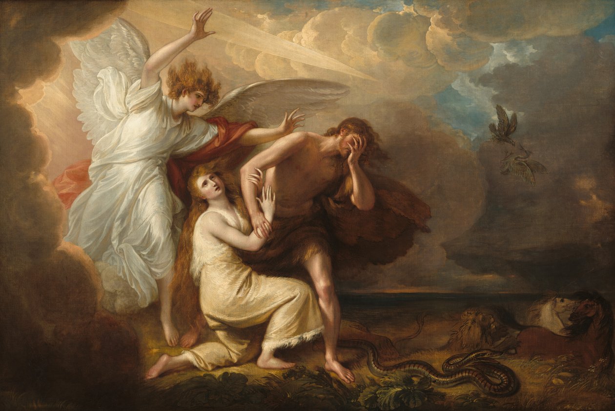 Vyhoštění Adama a Evy z ráje od Benjamin West