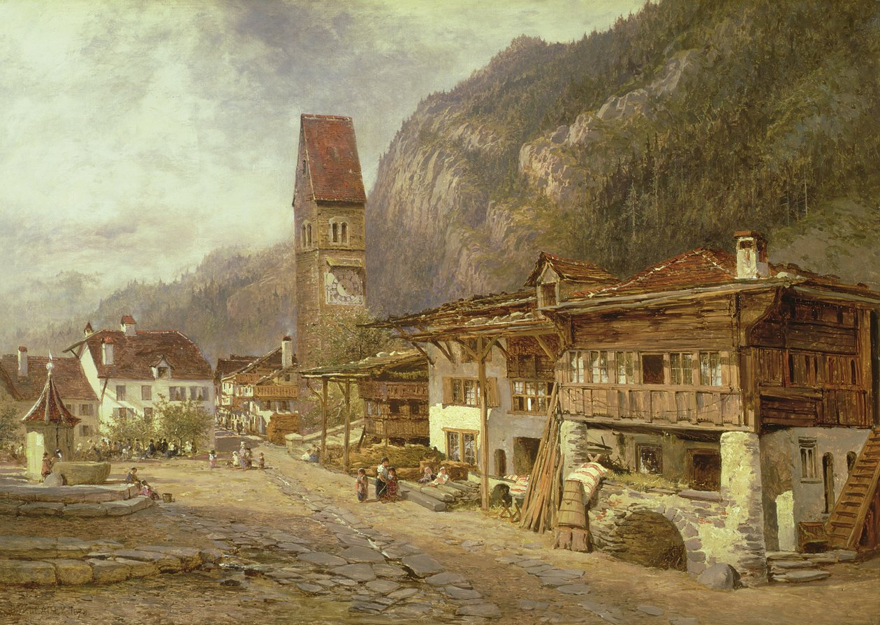 Unterseen, Interlaken: Podzim ve Švýcarsku, 1878 od Benjamin Williams Leader