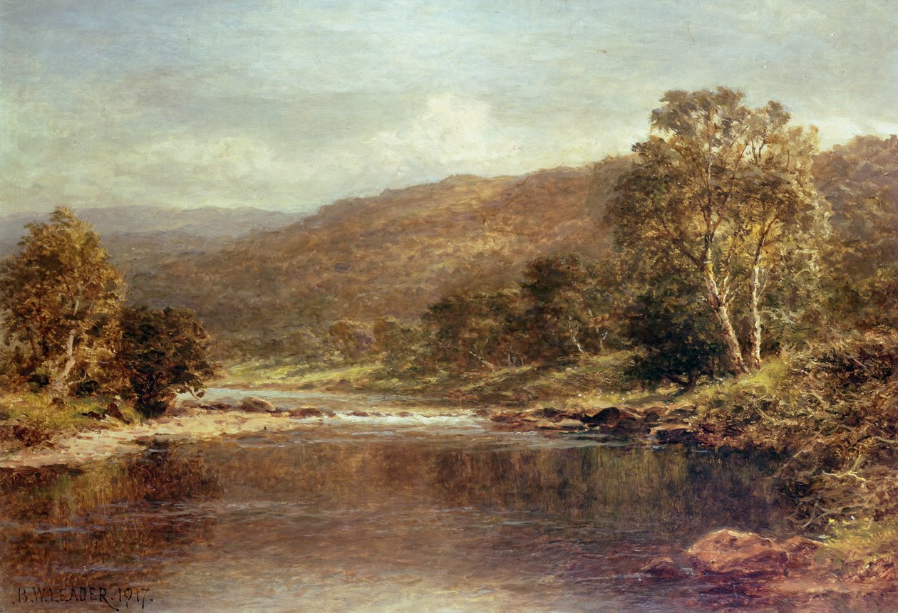 Scéna z Welsh River od Benjamin Williams Leader