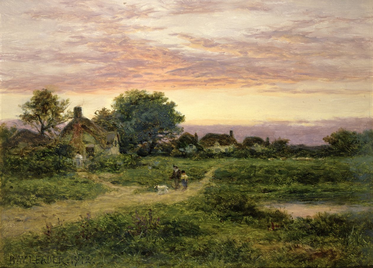 Worcestershire Cottages, 1912 (olej) od Benjamin Williams Leader