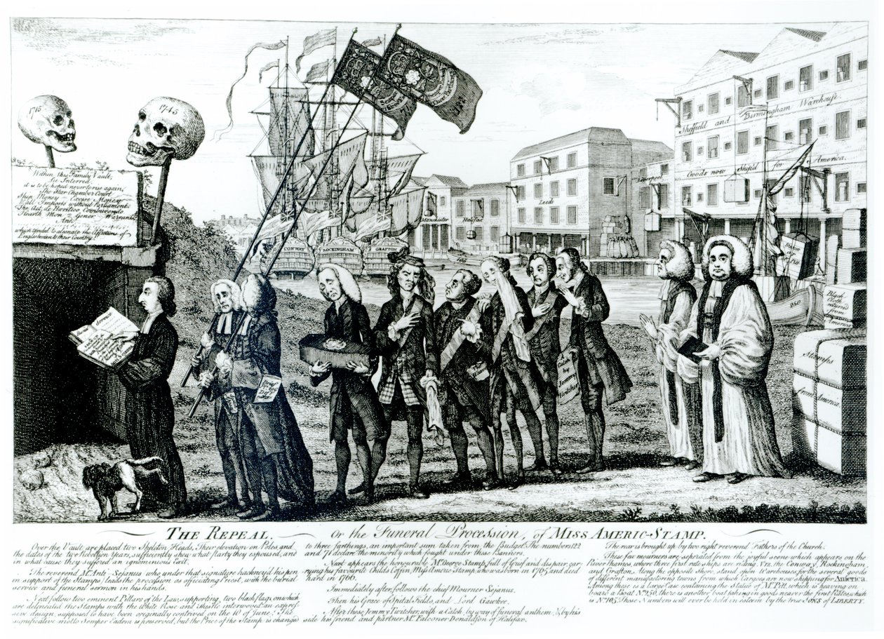 The Repeal aneb Pohřební průvod slečny Americ-Stamp, hospoda. 1766 od Benjamin Wilson