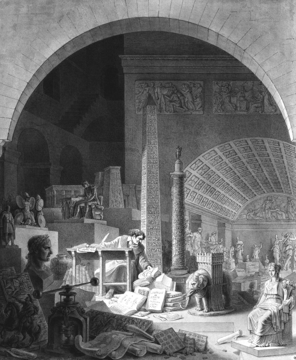 Dominique Vivant Denon (1747-1825) při katalogizaci sbírky Louvre od Benjamin Zix