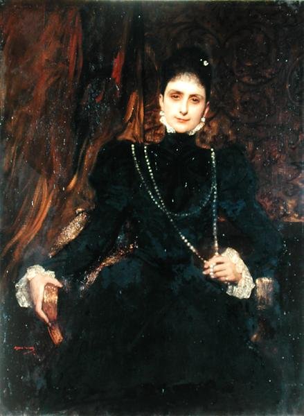 Portrét paní M.S. Derviz, kolem roku 1899 (olej na plátně) od Benjamin  Constant