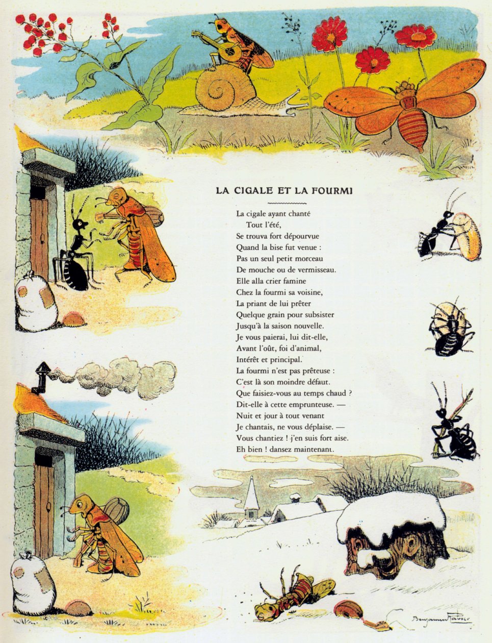 Cikáda a mravenec, ilustrace z 