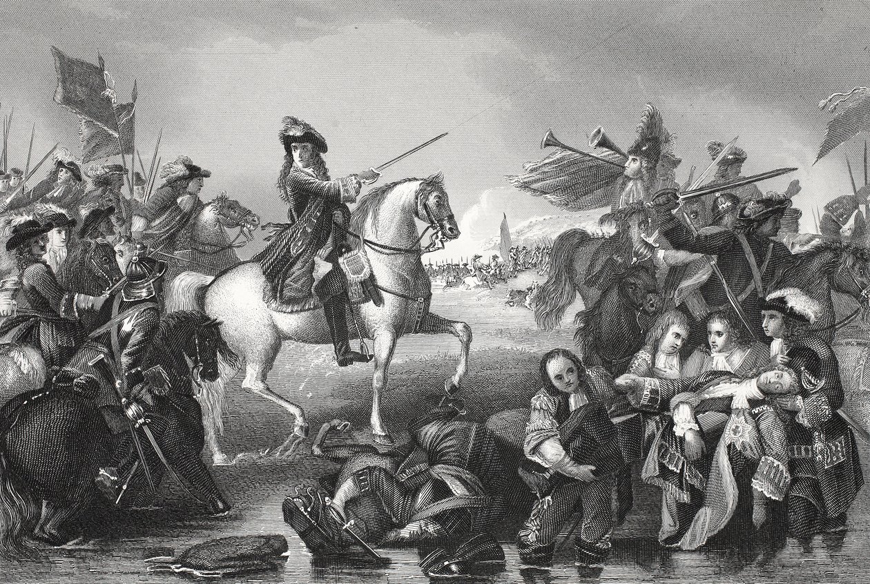 Bitva u Boyne, vyryl W. French (litho) od Benjamin (after) West