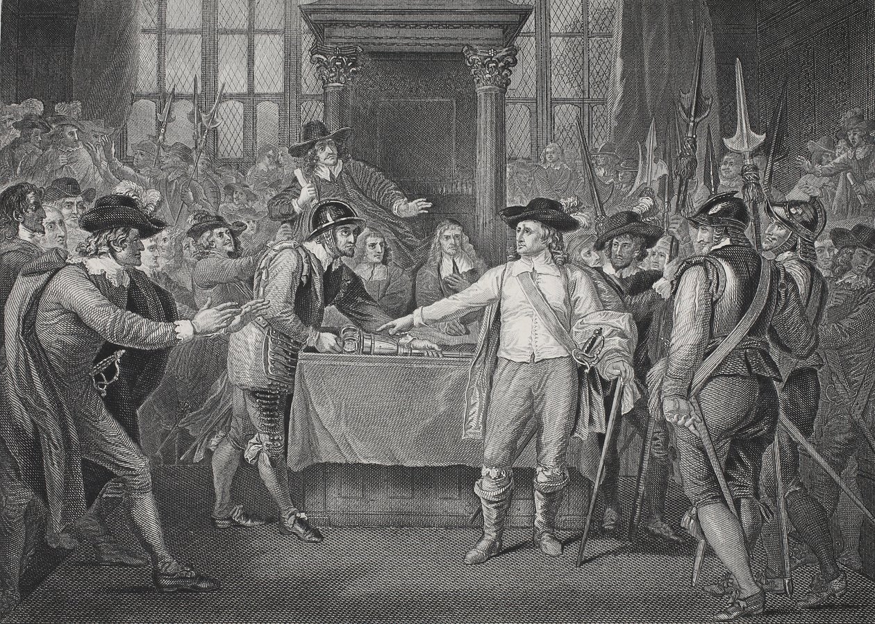 Oliver Cromwell rozpouští Dlouhý parlament od Benjamin (after) West