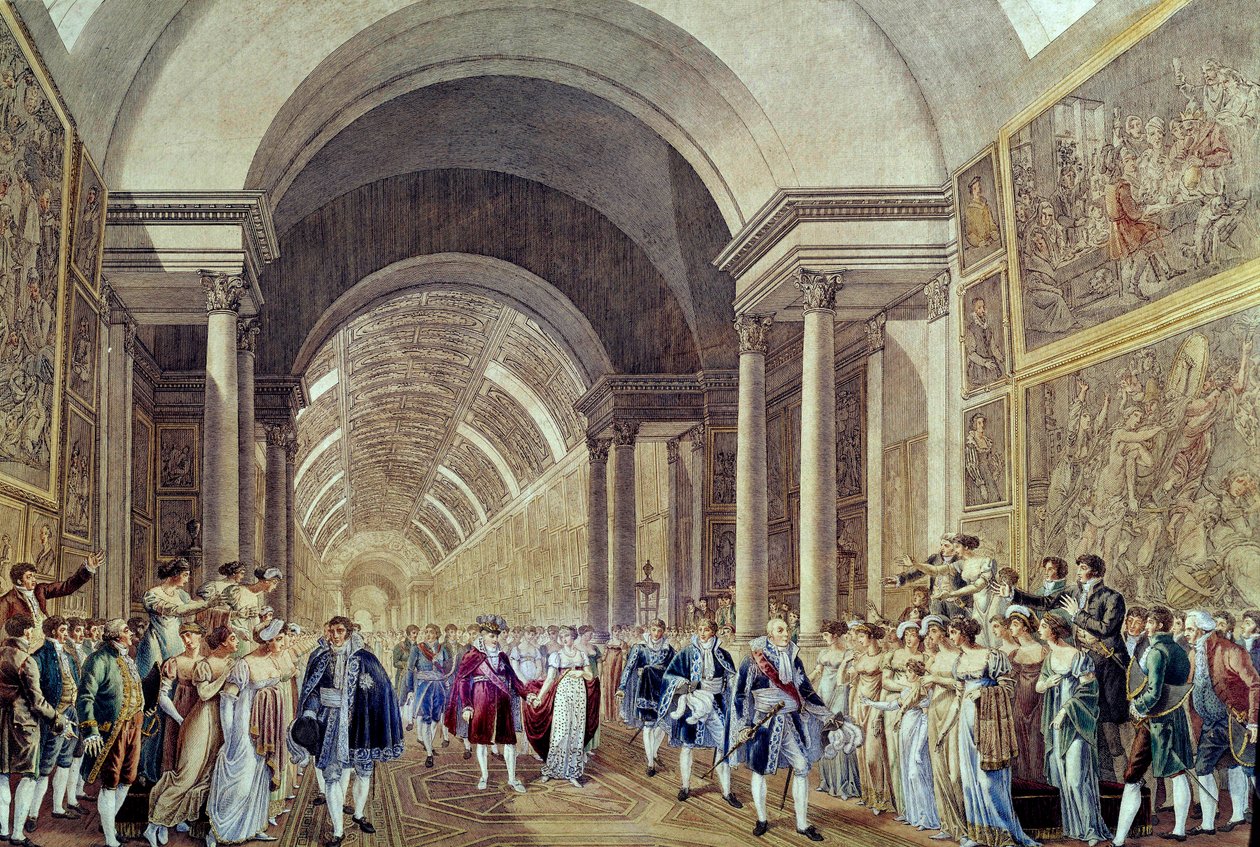 Průvod Napoleona a Marie Louise přes Grande Galerie du Louvre, 2. dubna od Benjamin (after) Zix