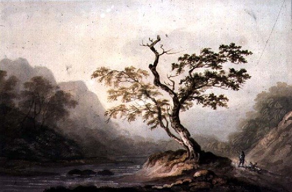 Krajina s řekou a horami od Benjamin Barker