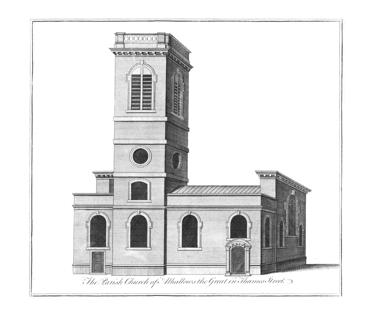 Farní kostel Alhallows the Great v Thames Street., c1772 od Benjamin Cole