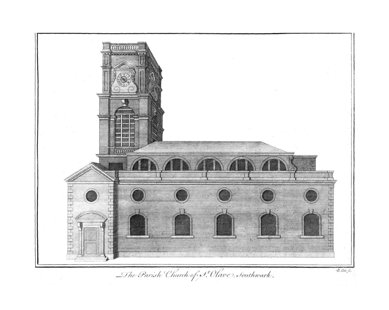 Farní kostel sv.Olave. Southwark., c1756 od Benjamin Cole