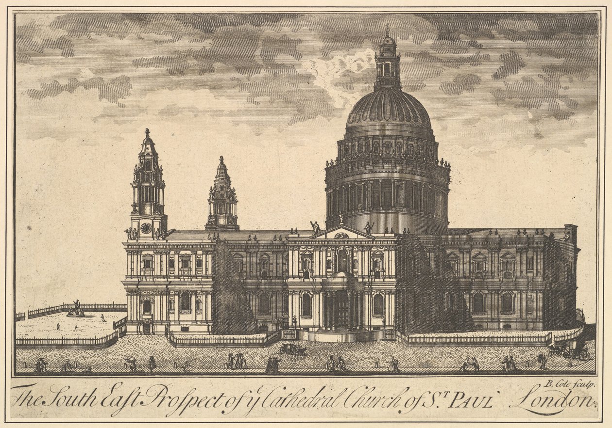 South East Prospect of the Cathedral Church of St. Paul, London Overtons Prospects, 1720-30. od Benjamin Cole