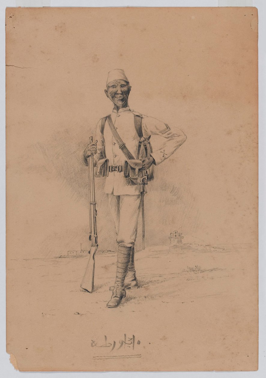 Voják 10. súdánského praporu, kolem roku 1889 (akvarel) od Benjamin Donisthorpe Alsop Donne