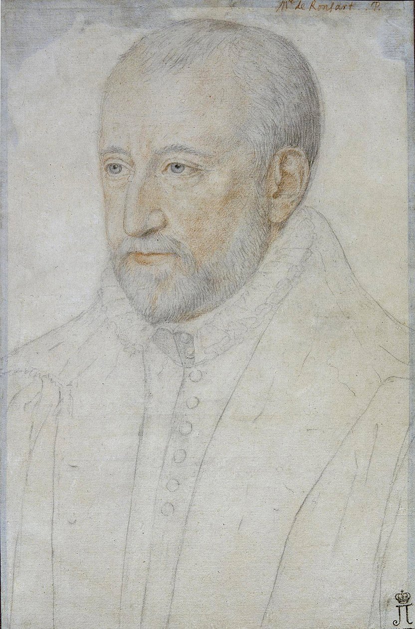 Portrét Pierra de Ronsarda (1524-1585) par Foulon, Benjamin (asi 1550-asi 1612). Černá křída a sangvinik na papíře, rozměr : 33x23, 2. polovina 16. stol., Státní Ermitáž, Petrohrad od Benjamin Foulon