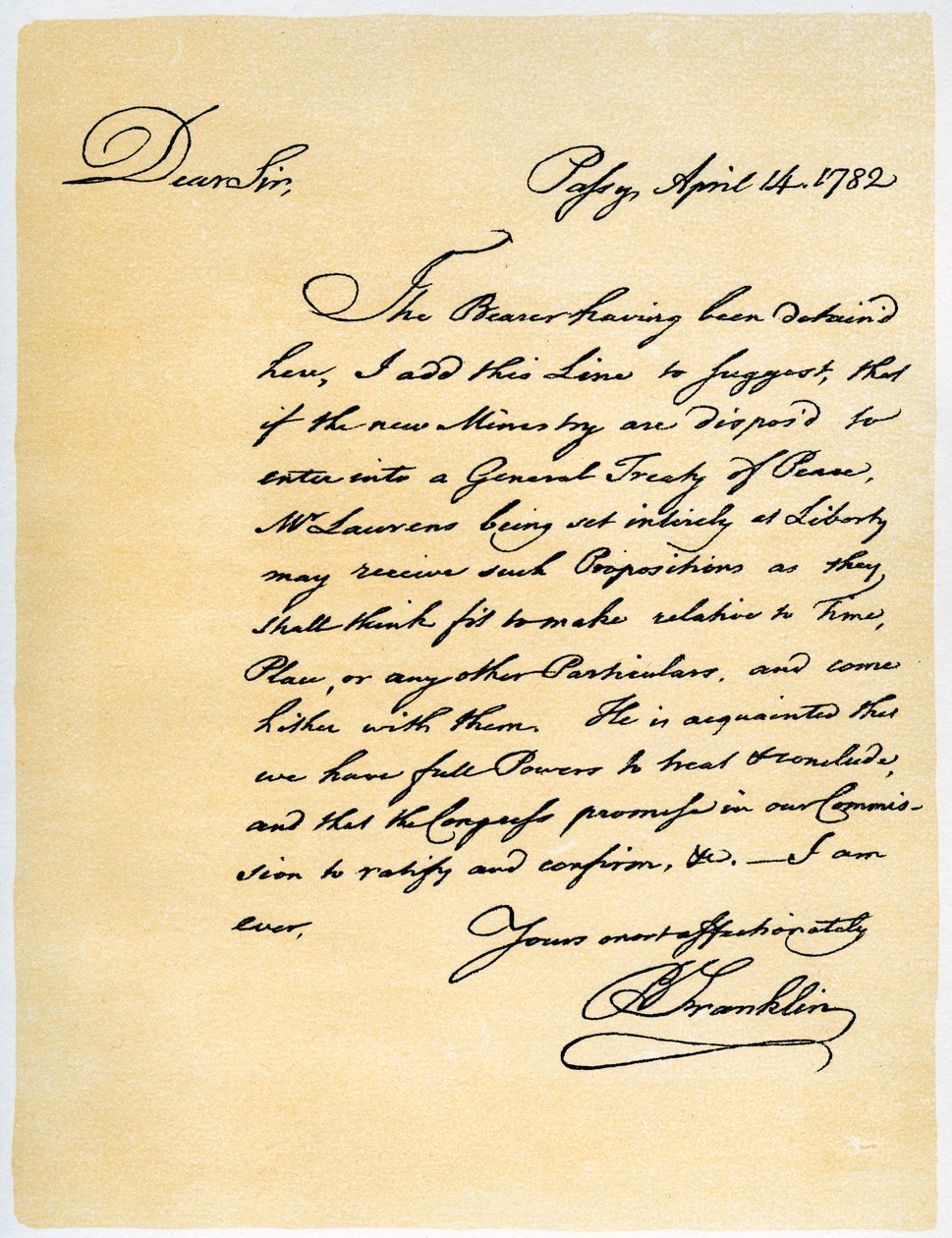 Dopis Benjamina Franklina Davidu Hartleymu MP, 14. dubna 1782. od Benjamin Franklin