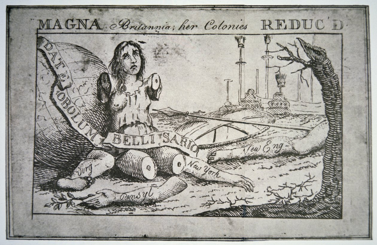 Velká Británie: její kolonie redukované (litho) od Benjamin Franklin
