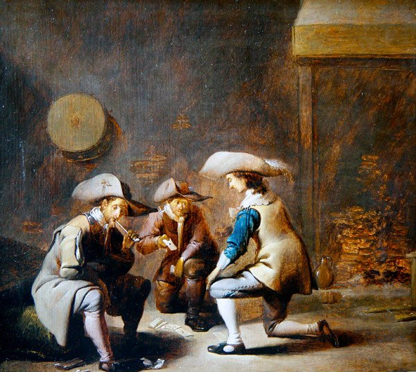 Interiér strážnice s kartami vojáků (olej na panelu) od Benjamin Gerritsz. Cuyp